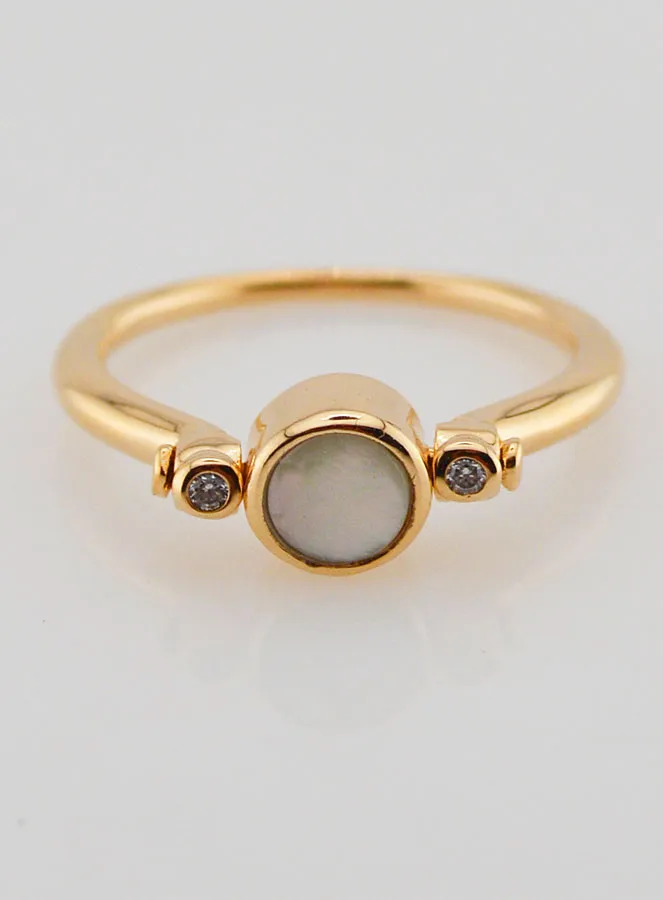 Vergulde Solitaire Ring - Maat 56 (pic 1)