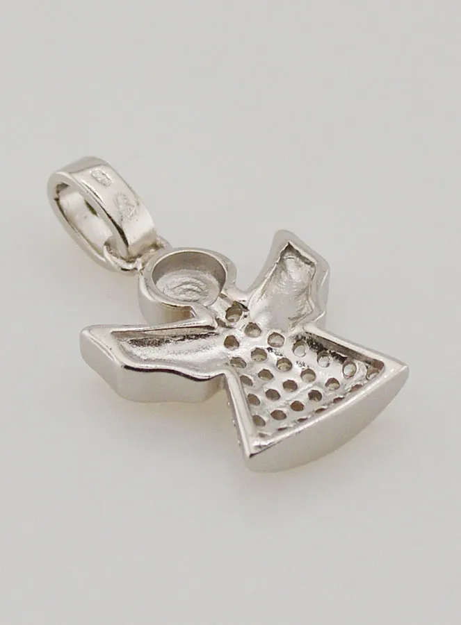 Hanger Bescherm Engel Zilver en Zirkonia - 15 mm (pic 4)