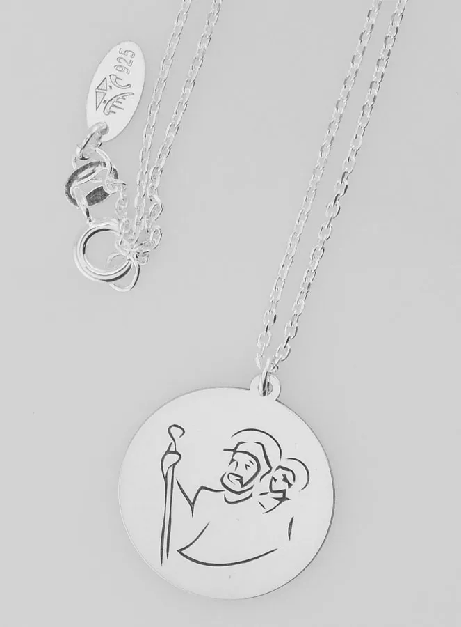 Religieus Collier Heilige Christoffel Gravure - 20mm (pic 4)