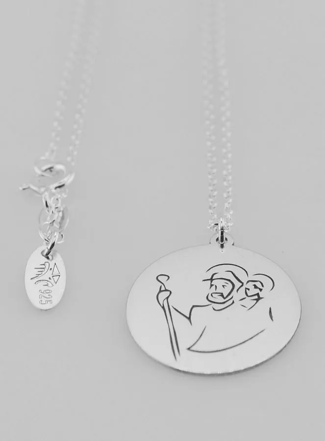 Hanger en Zilveren Ketting - Sint Christoffel 20mm (pic 3)
