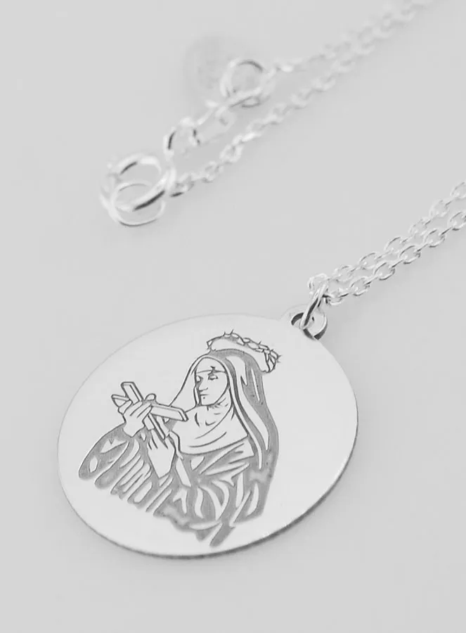 Religieus Collier Heilige Rita Echt Zilver - 20mm (pic 1)