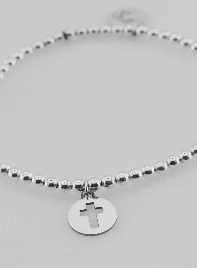 Zilveren Bol Armband - Opengewerkt Kruis en Maria met Kind (pic 4)