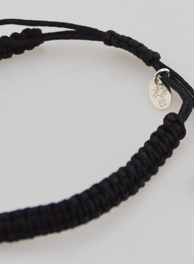 Zwart Gevlochten Touw Armband - Zilveren Kruis (pic 4)
