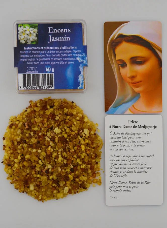 Religieuze Wierook Jasmijn met Gebed OLV van Medjugorje (pic 1)