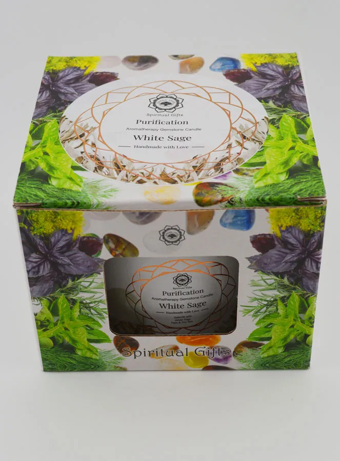 Zuiverings-kaars 256g - Witte Salie en Seleniet (pic 4)