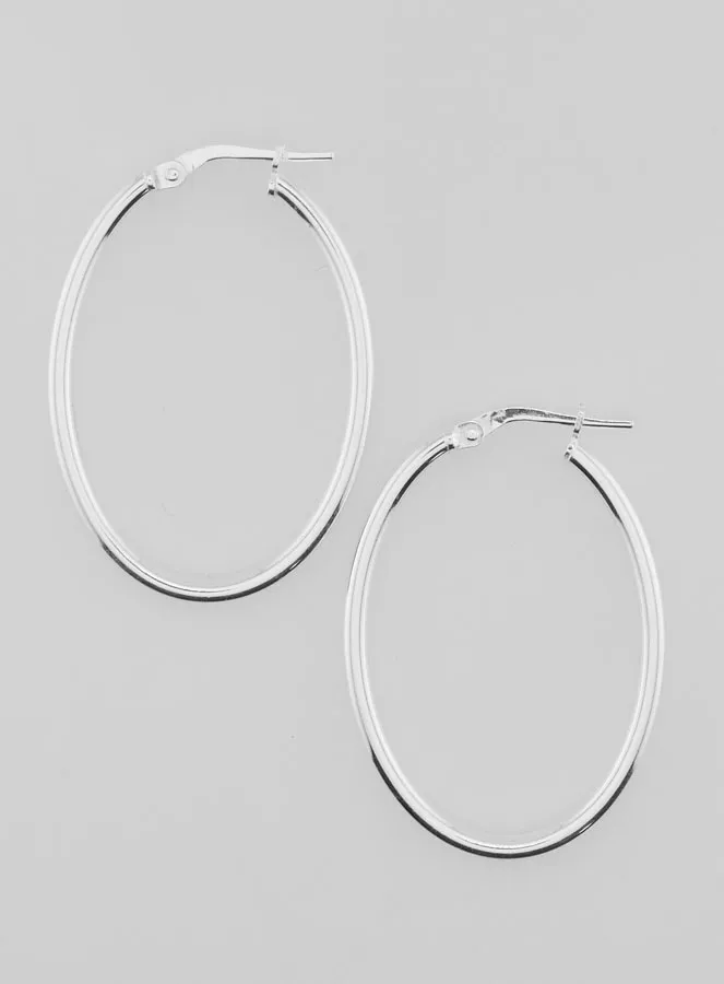 Ovale Creool Oorbellen van 925 Zilver - 36mm (pic 1)