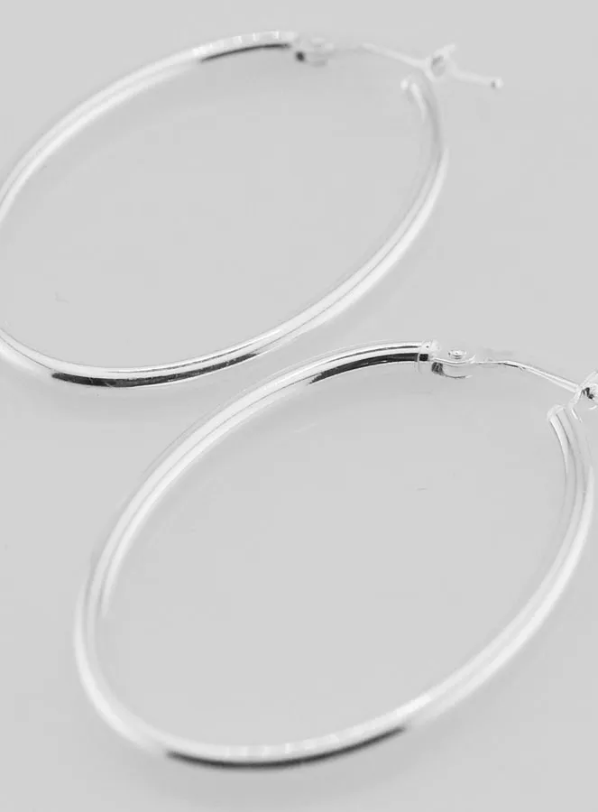 Ovale Creool Oorbellen van 925 Zilver - 36mm (pic 3)