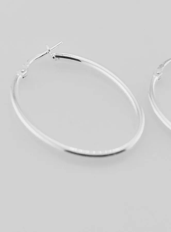 Ovale Creool Oorbellen van 925 Zilver - 36mm (pic 4)