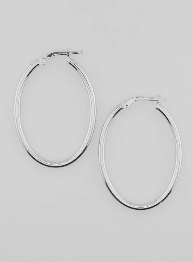 Ovale Creool Oorbellen van Gerhodineerd 925 Zilver - 36mm (pic 1)