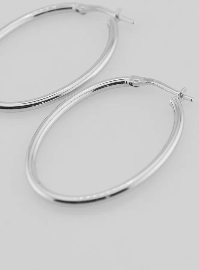 Ovale Creool Oorbellen van Gerhodineerd 925 Zilver - 36mm (pic 3)