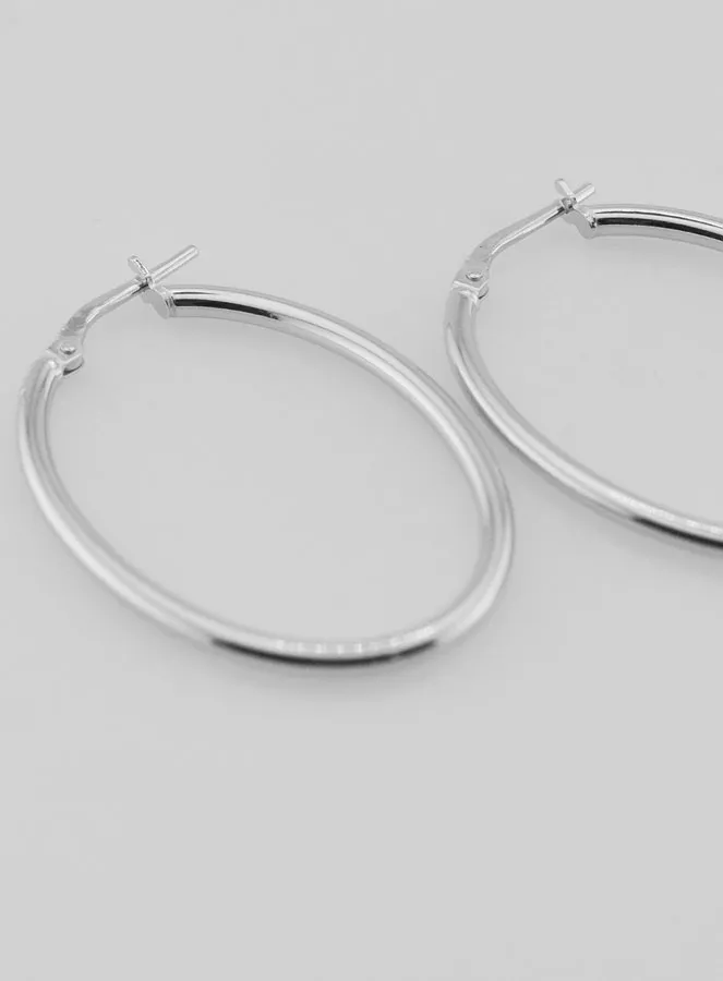 Ovale Creool Oorbellen van Gerhodineerd 925 Zilver - 36mm (pic 4)