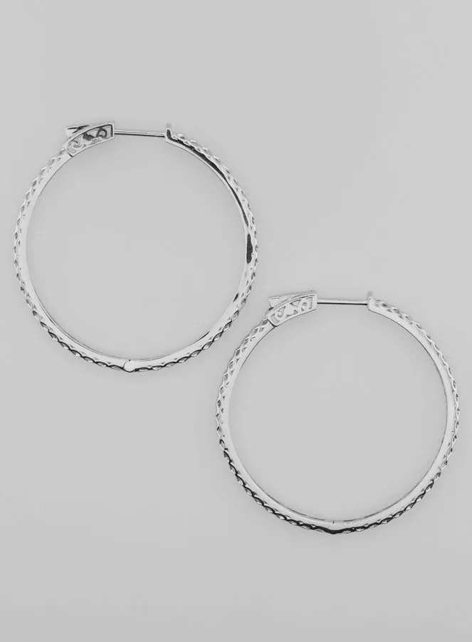 Opengewerkte Creool Oorbellen 40mm - Gerhodineerd 925 Zilver (pic 1)