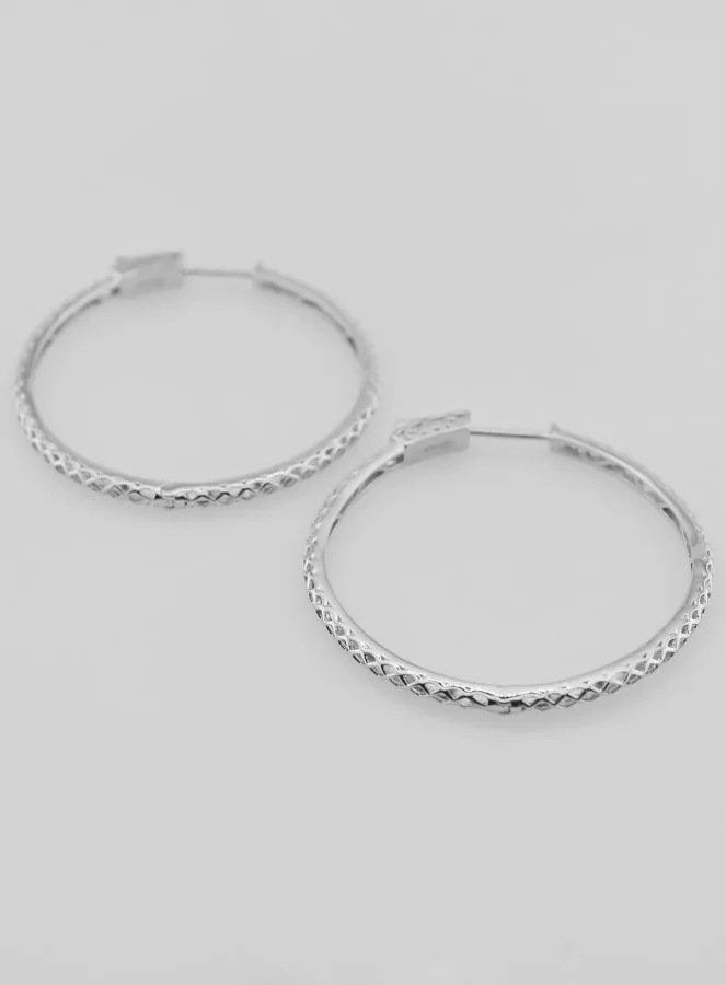 Opengewerkte Creool Oorbellen 40mm - Gerhodineerd 925 Zilver (pic 2)