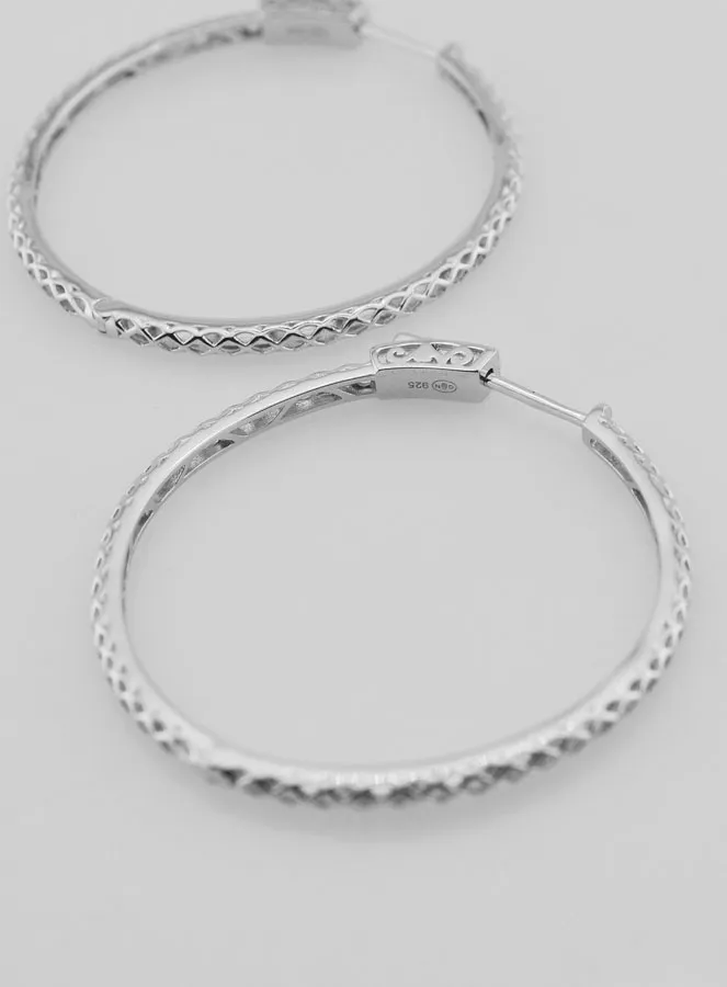 Opengewerkte Creool Oorbellen 40mm - Gerhodineerd 925 Zilver (pic 3)