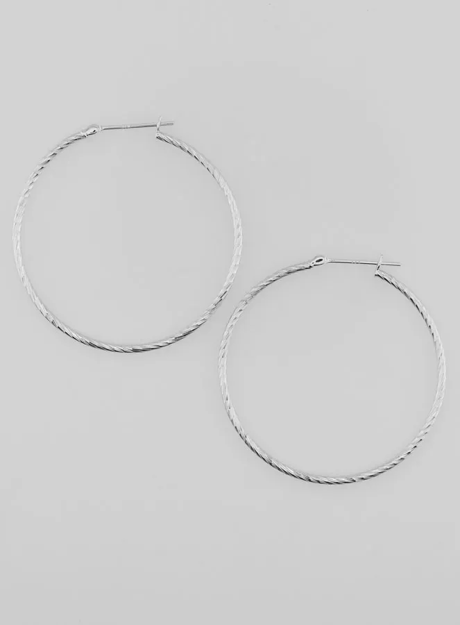 Gedraaide Creool Oorbellen van Gerhodineerd 925 Zilver - 40mm (pic 1)