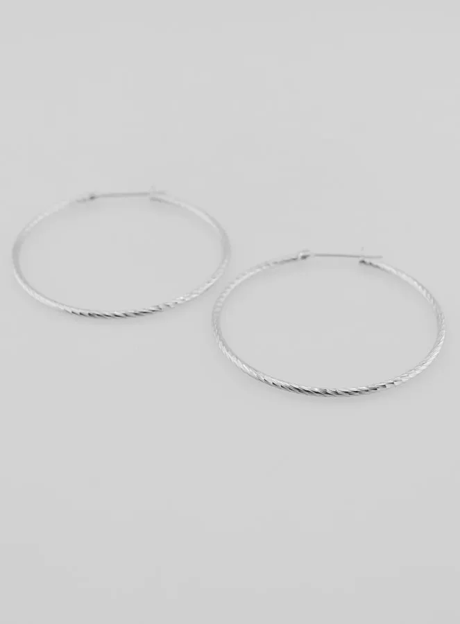 Gedraaide Creool Oorbellen van Gerhodineerd 925 Zilver - 40mm (pic 2)