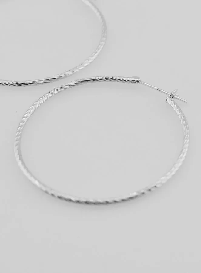 Gedraaide Creool Oorbellen van Gerhodineerd 925 Zilver - 40mm (pic 3)