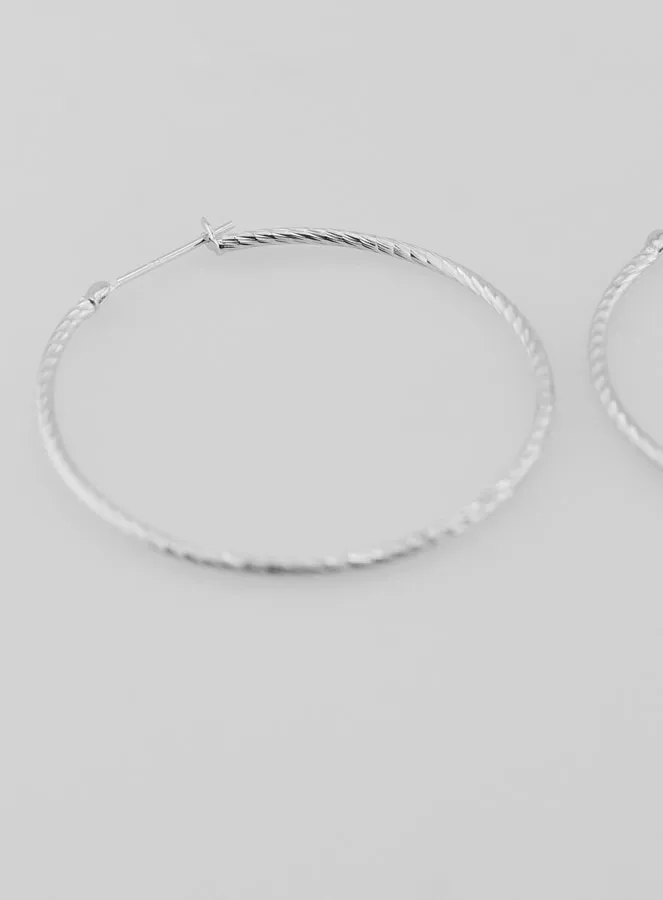 Gedraaide Creool Oorbellen van Gerhodineerd 925 Zilver - 40mm (pic 4)