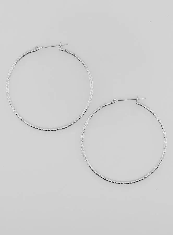 Gehamerde Creool Oorbellen van Gerhodineerd 925 Zilver - 40mm (pic 1)