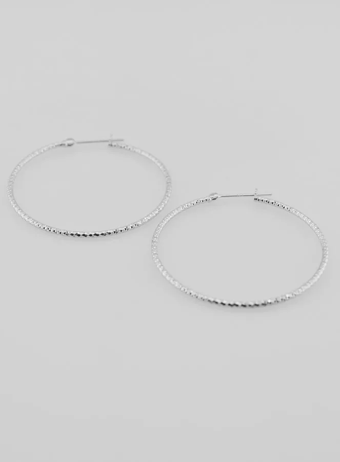 Gehamerde Creool Oorbellen van Gerhodineerd 925 Zilver - 40mm (pic 2)