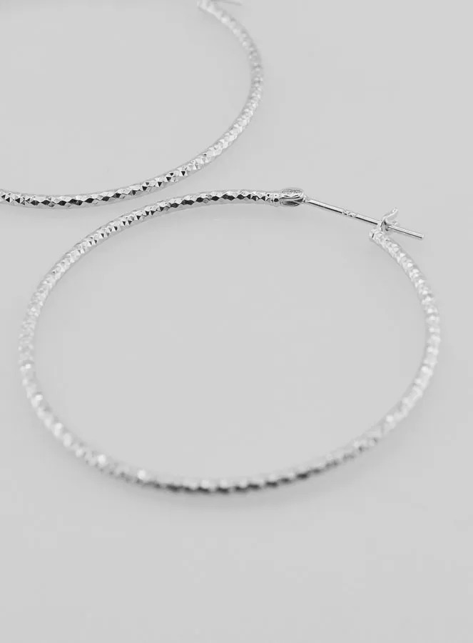 Gehamerde Creool Oorbellen van Gerhodineerd 925 Zilver - 40mm (pic 3)