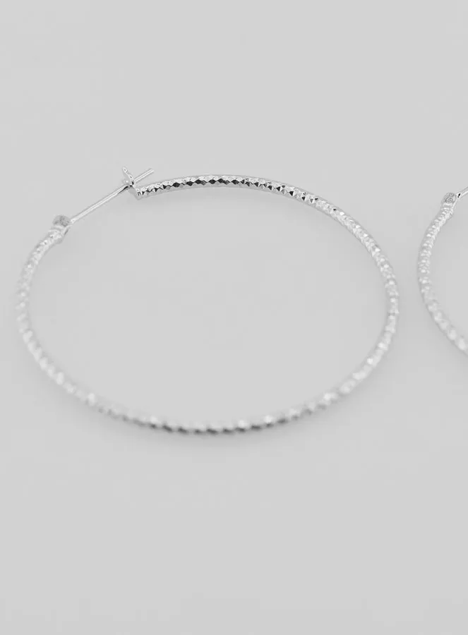 Gehamerde Creool Oorbellen van Gerhodineerd 925 Zilver - 40mm (pic 4)