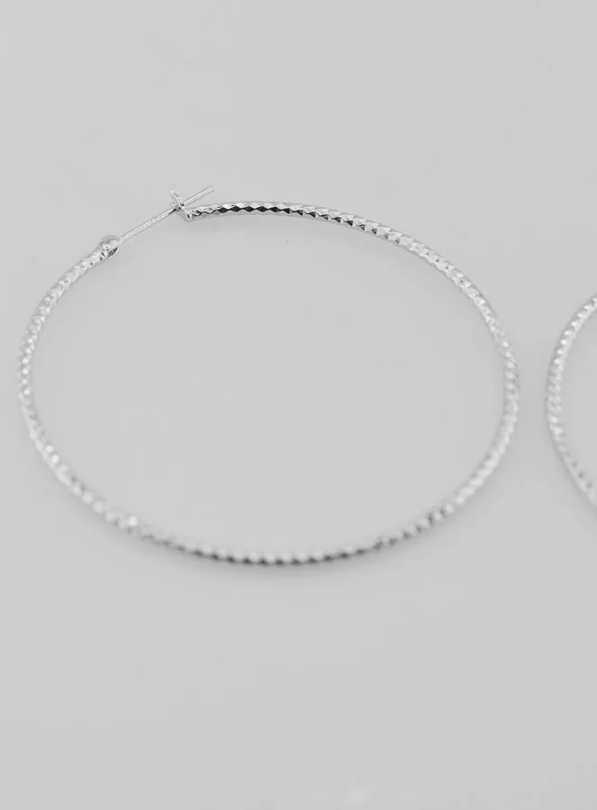 Gehamerde Creool Oorbellen van Gerhodineerd 925 Zilver - 50mm (pic 4)