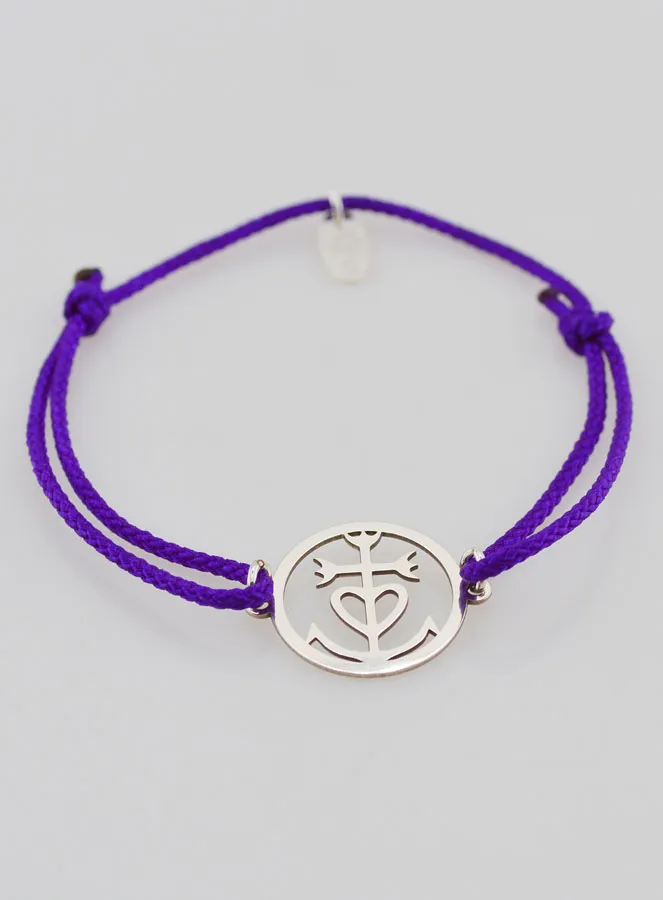 Armband Zilver en Touw - Kruis van Camargue (pic 2)