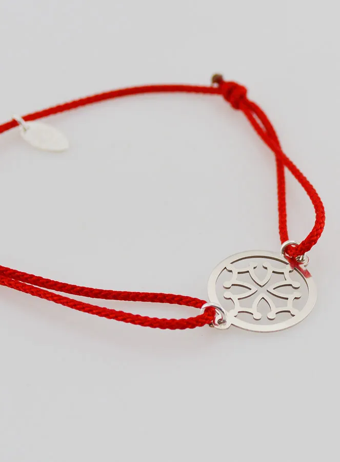 Armband Zilver en Koord - Occitaans Kruis (pic 3)