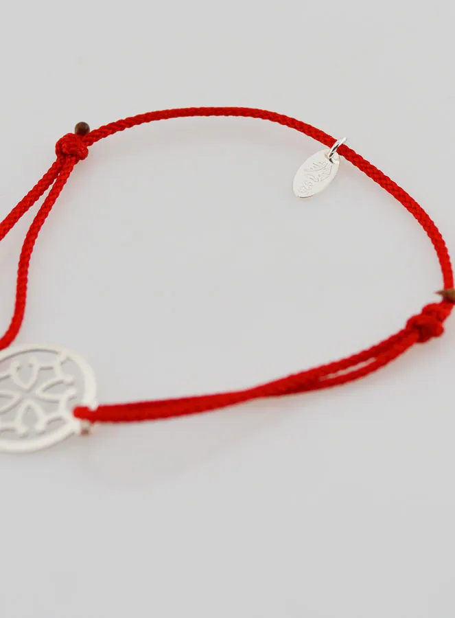 Armband Zilver en Koord - Occitaans Kruis (pic 4)