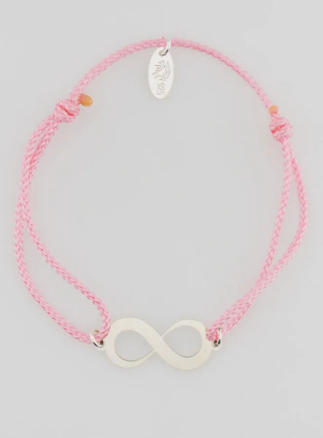 Armband Zilver en Roze Touw - Oneindigheid (pic 1)