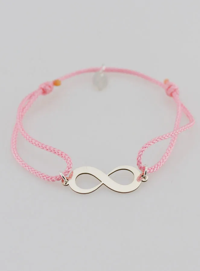 Armband Zilver en Roze Touw - Oneindigheid (pic 2)