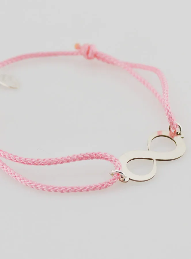 Armband Zilver en Roze Touw - Oneindigheid (pic 3)