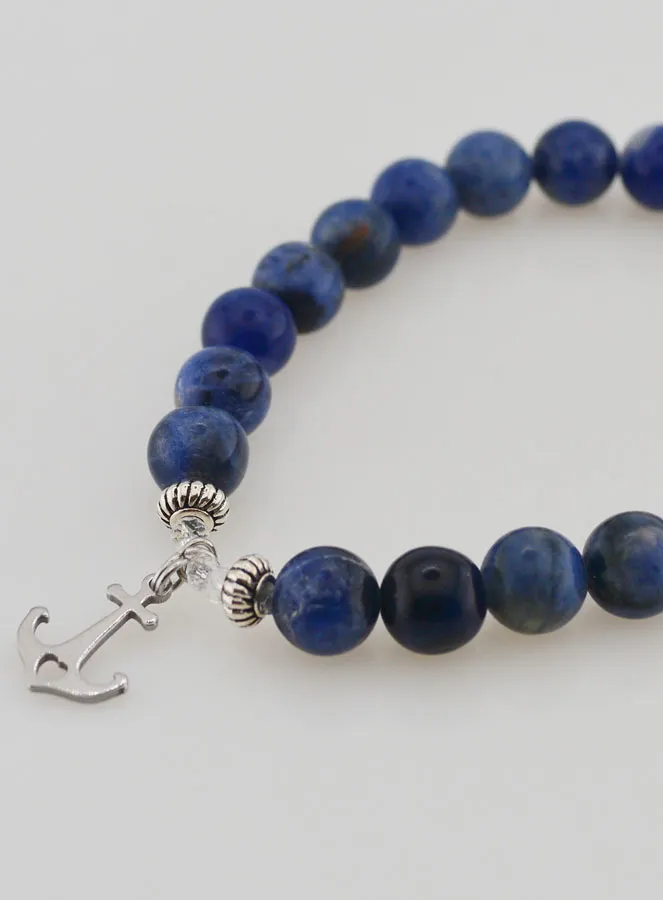 Armband van Sodaliet 8mm en Anker Hangertje (pic 3)