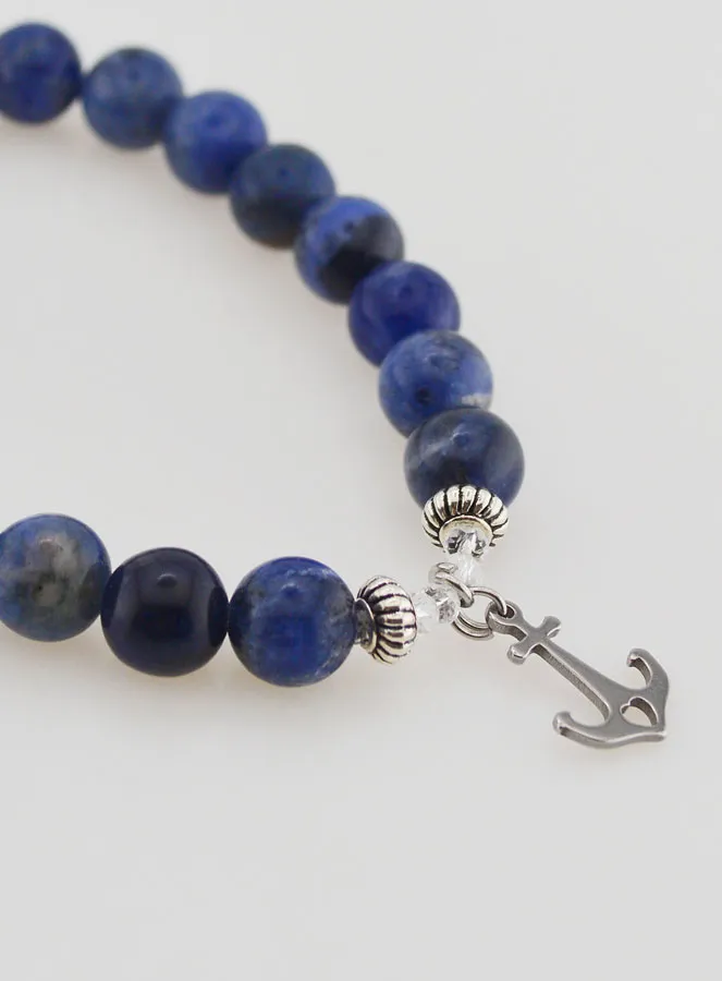 Armband van Sodaliet 8mm en Anker Hangertje (pic 4)