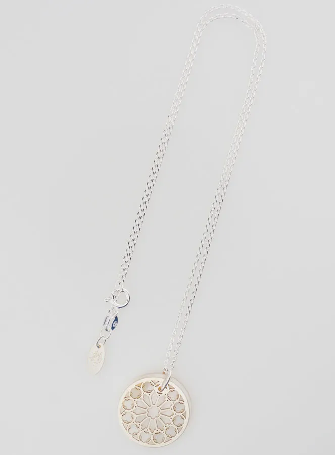 Religieuze Halsketting Glas-in-Lood - Zilver en Parelmoer (pic 3)