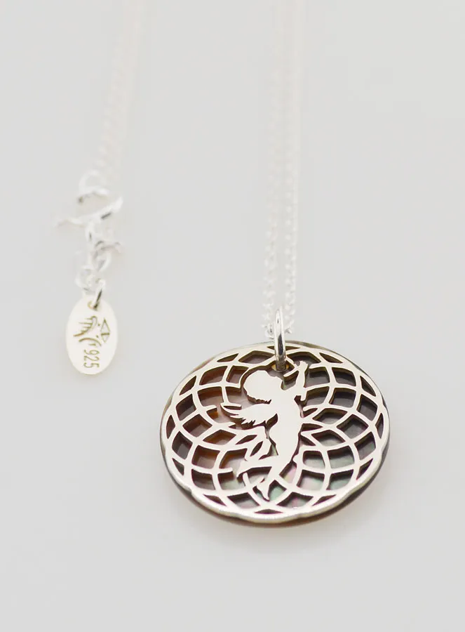 Religieus Collier Engel - Zilver en Zwart Parelmoer (pic 2)