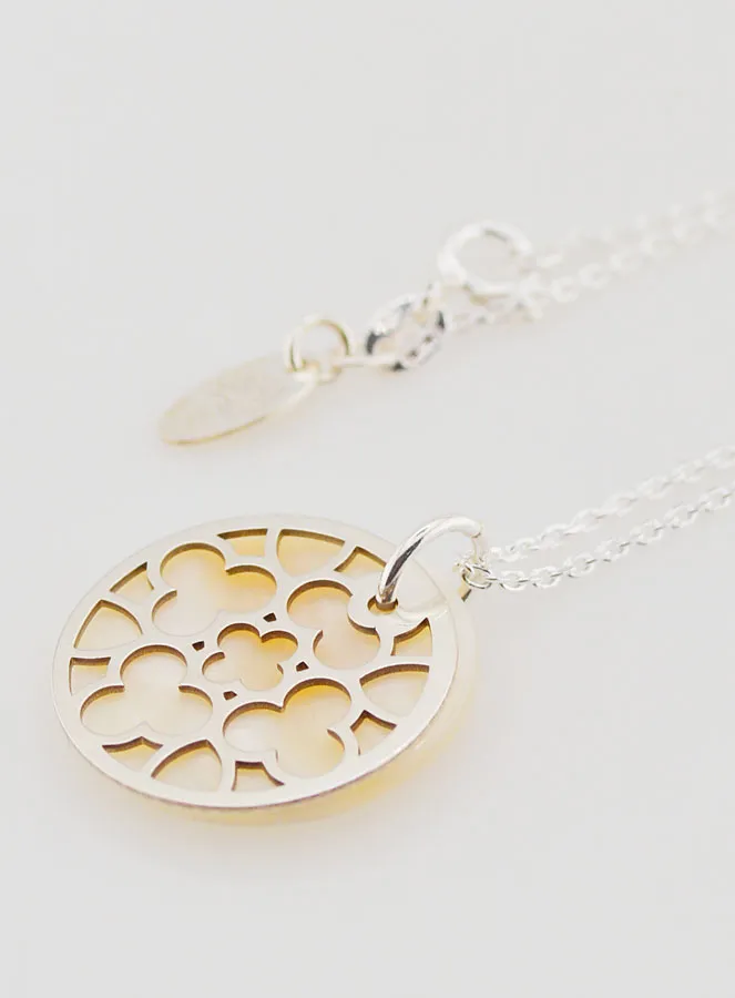 Religieus Collier Glas-in-Lood - Zilver en Wit Parelmoer (pic 1)