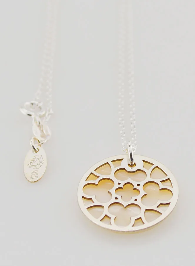 Religieus Collier Glas-in-Lood - Zilver en Wit Parelmoer (pic 2)