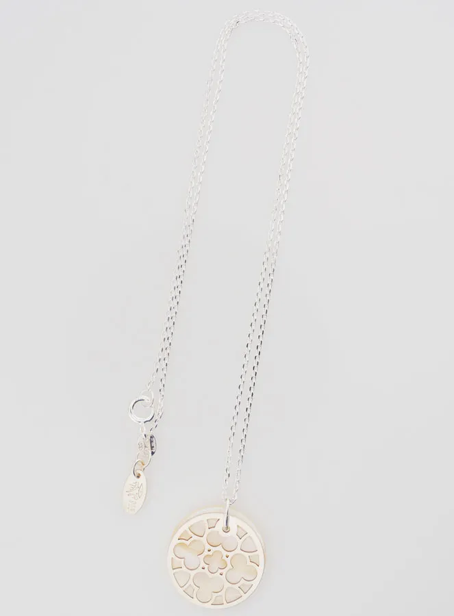 Religieus Collier Glas-in-Lood - Zilver en Wit Parelmoer (pic 3)