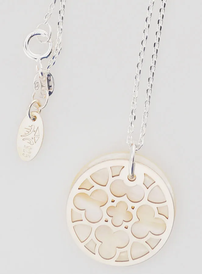Religieus Collier Glas-in-Lood - Zilver en Wit Parelmoer (pic 4)