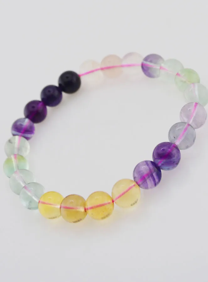 Edelsteen Armband van Veelkleurige Fluoriet AA - 8 mm (pic 4)