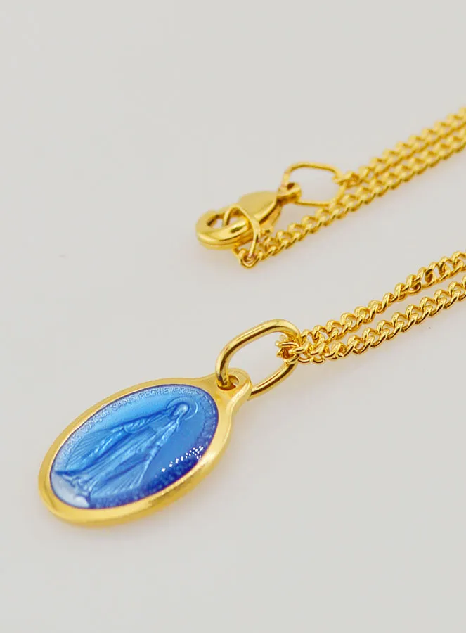 Blauwe Wonderdadige Medaille met Halsketting 45cm (pic 1)