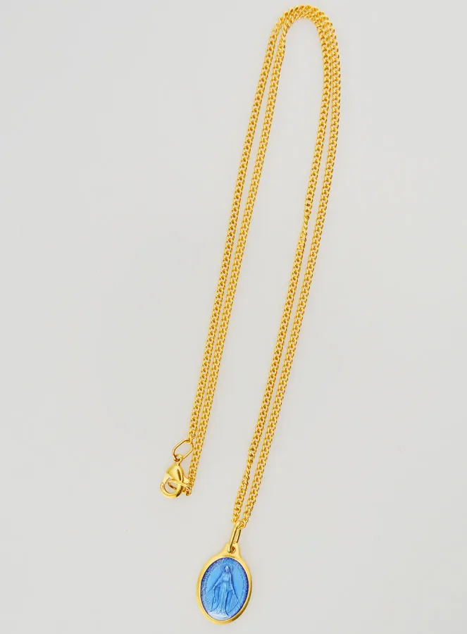 Blauwe Wonderdadige Medaille met Halsketting 45cm (pic 2)