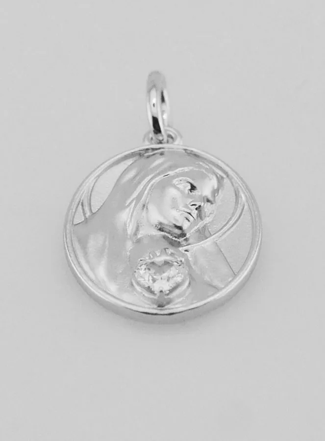 Zilveren Hanger met Zirkonia Heilig Hart van Maria - 19 mm (pic 2)