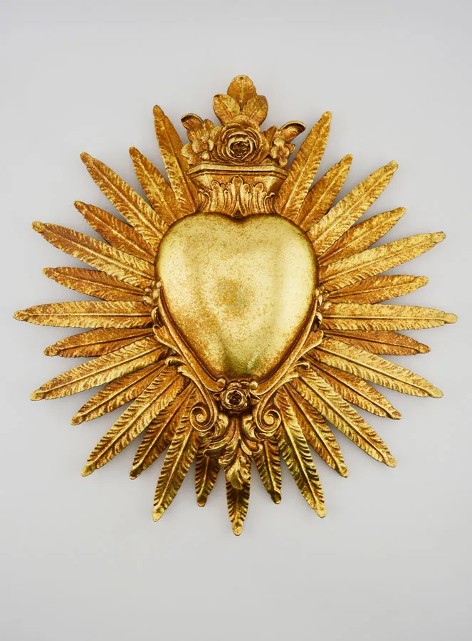 Ex Voto Hart en Veren Muurdecoratie - 25cm (pic 1)