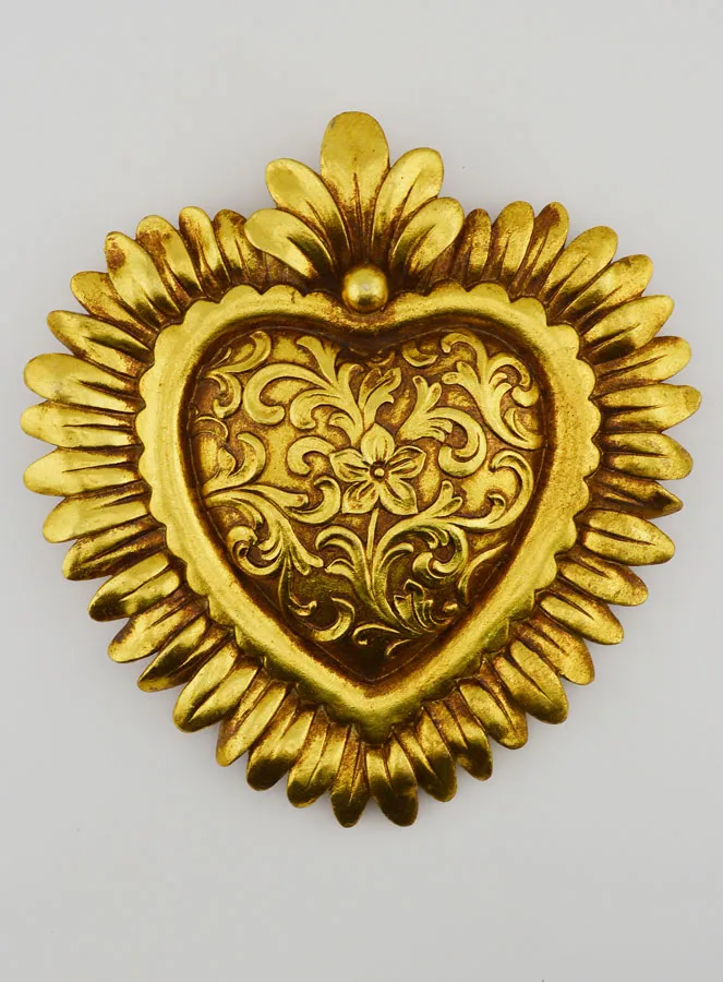 Ex Voto Wand Decoratie Bloemen Hart - 16cm (pic 1)