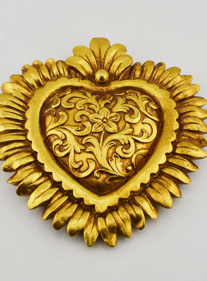 Ex Voto Wand Decoratie Bloemen Hart - 16cm (pic 2)