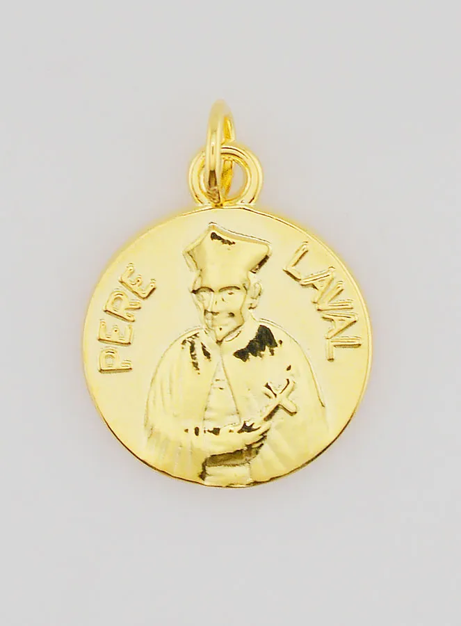 Vergulde Medaille Pater Laval - 18mm (pic 1)
