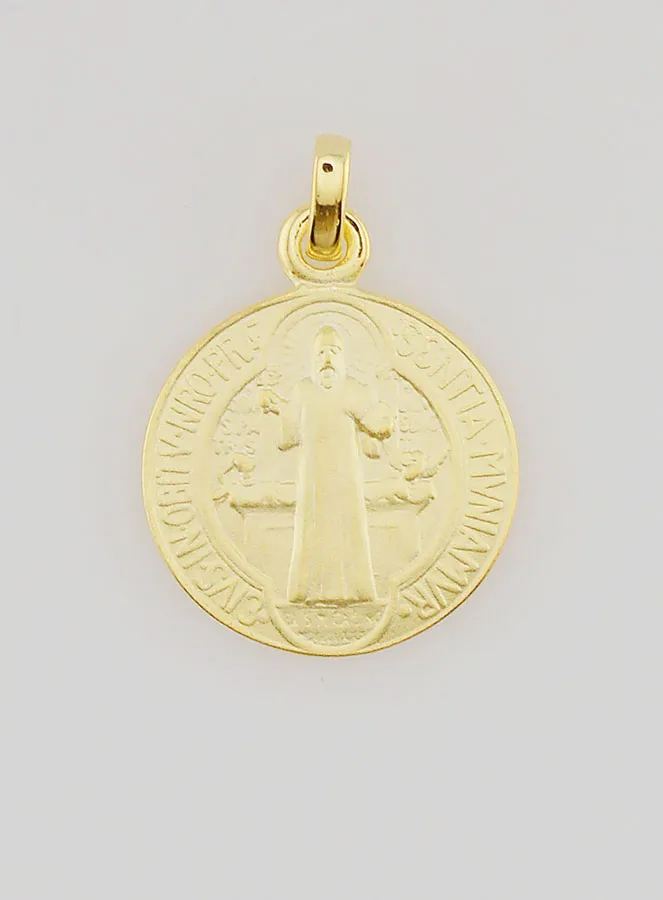 Vergulde Medaille van Heilige Benedictus - 16mm (pic 1)